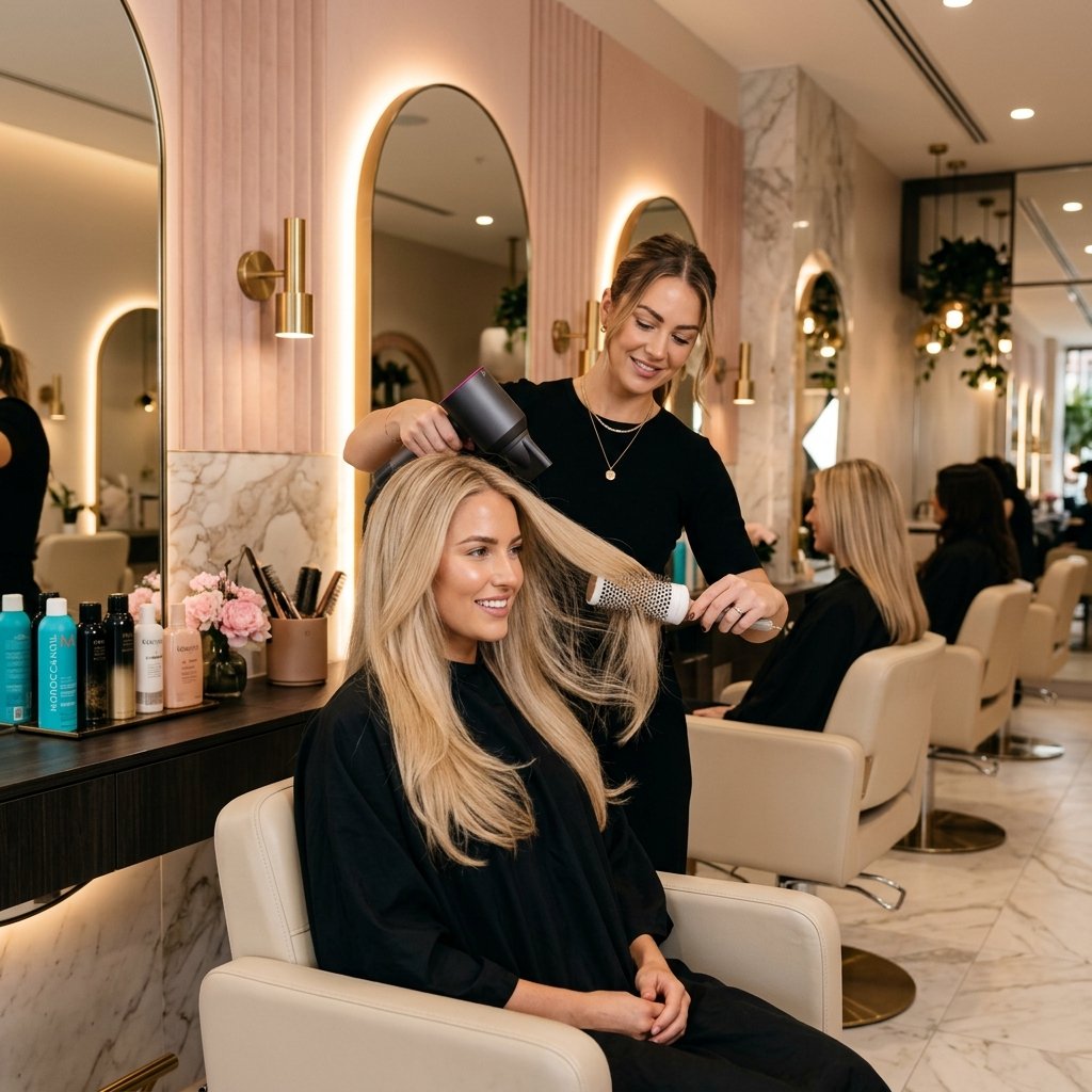 Professional hair styling treatment at Beauty Blossom Center